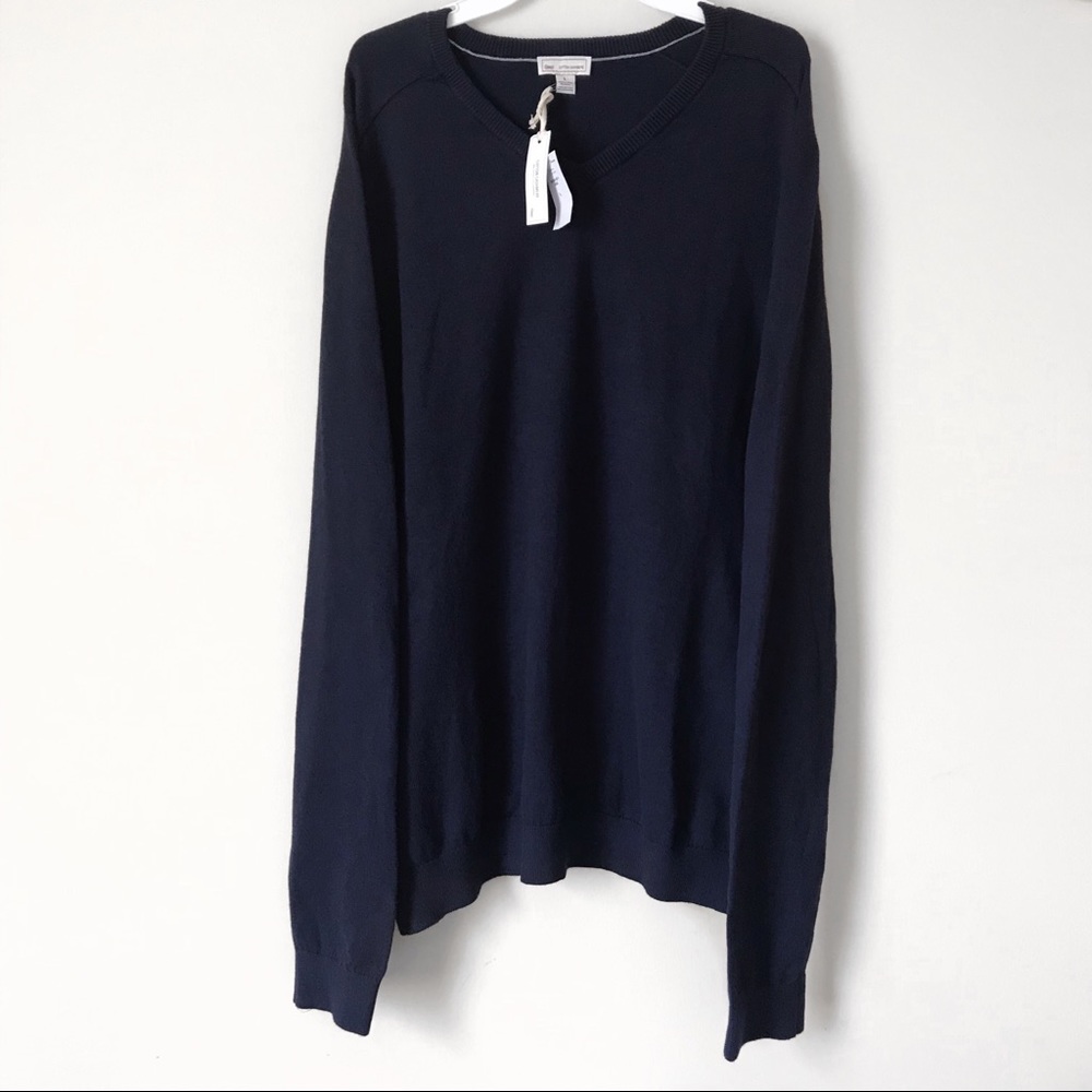 Men’s Navy Cotton Cashmere Sweater NWT Size Large